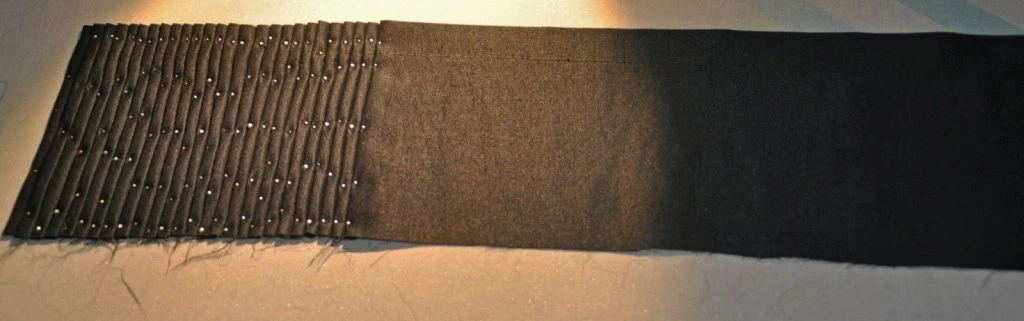 pleating in progress